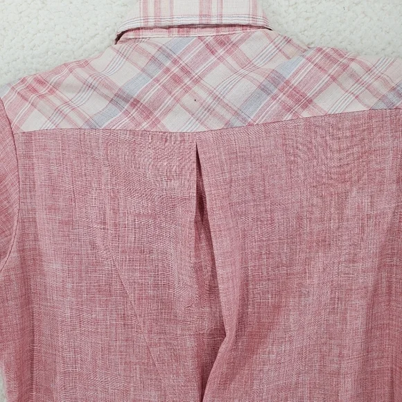 Vtg 60s Shirt Men S 14 14.5 Button Up SS Solid Plaid Western H.I.S. 2 Pocket - Picture 10 of 13
